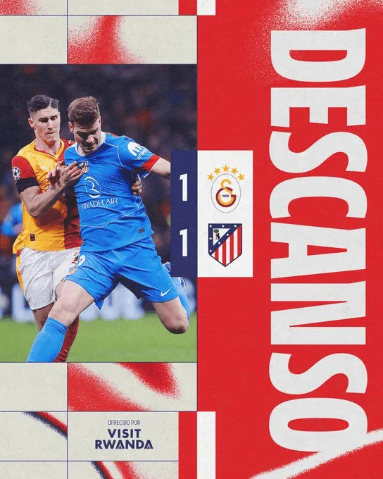 球速体育官方网站-加拉塔萨雷1-1马竞半场数据:射门5-8,射正1-2,良机1-1